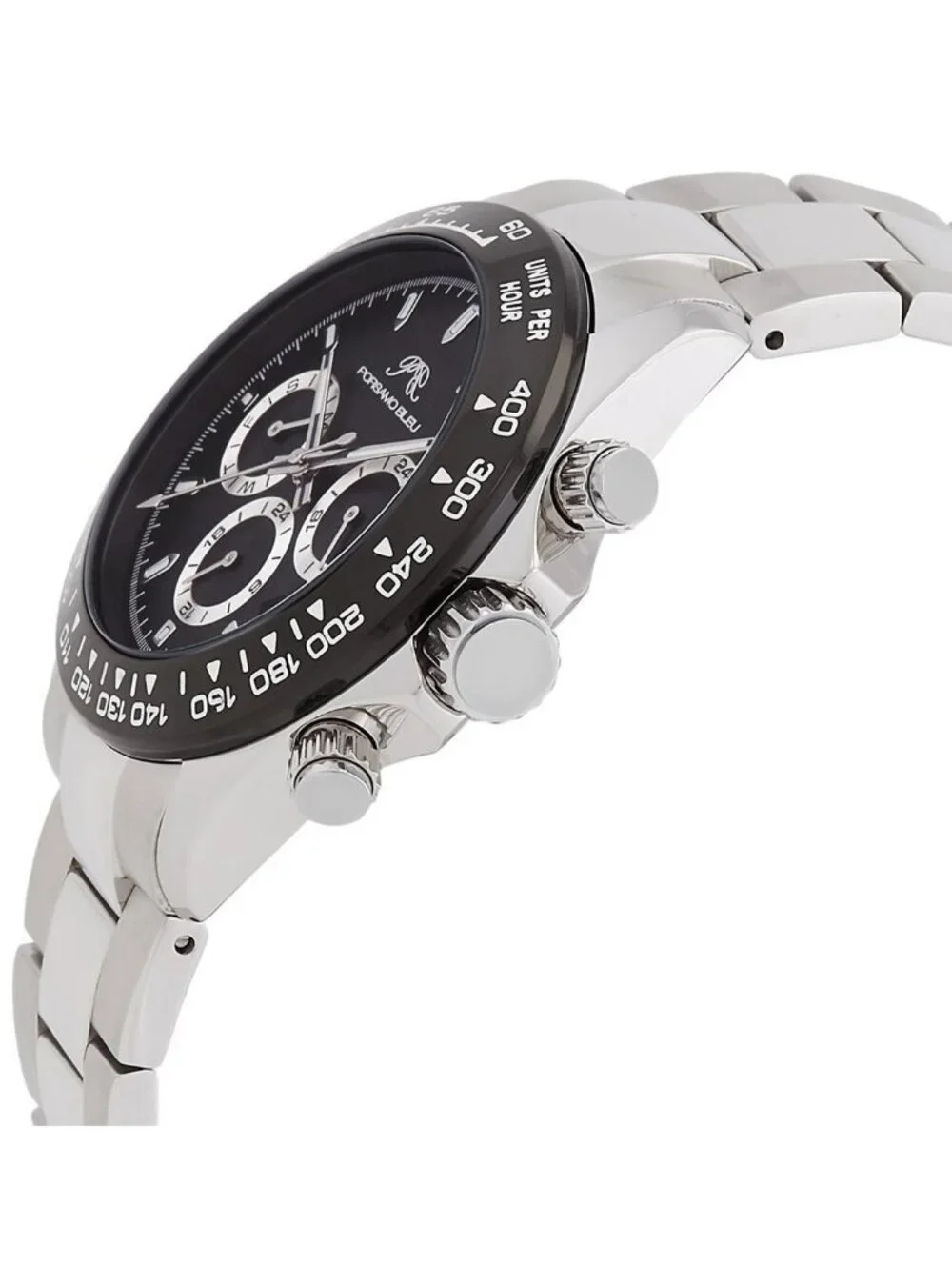 NWT Porsamo Bleu Preston Chronograph Quartz Black Dial Men's Watch